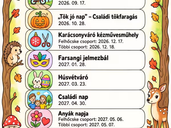 Óvodai eseményeink 2026/2027
