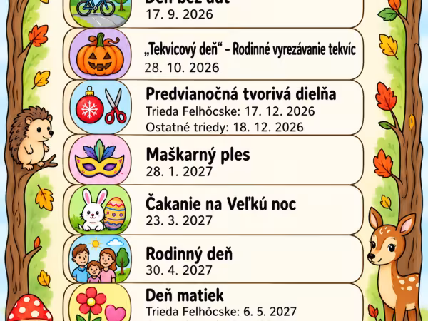 Podujatia na šk. rok 2026/2027